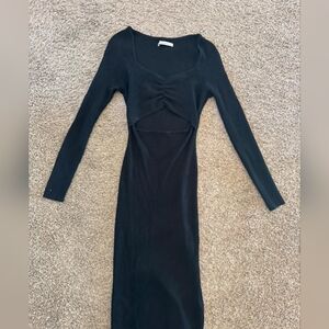 Abercrombie Sweater Black Long Sleeve Knit Dress with cut out